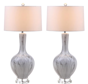 Griffith Table Lamp Set of 2 - Contemporary Ceramic Design in White & Grey, Perfect for Any Space