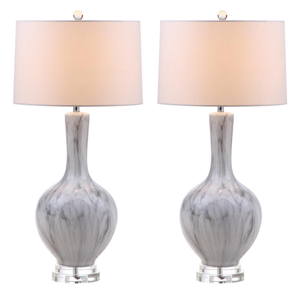 Griffith Table Lamp Set of 2 - Contemporary Ceramic Design in White & Grey, Perfect for Any Space