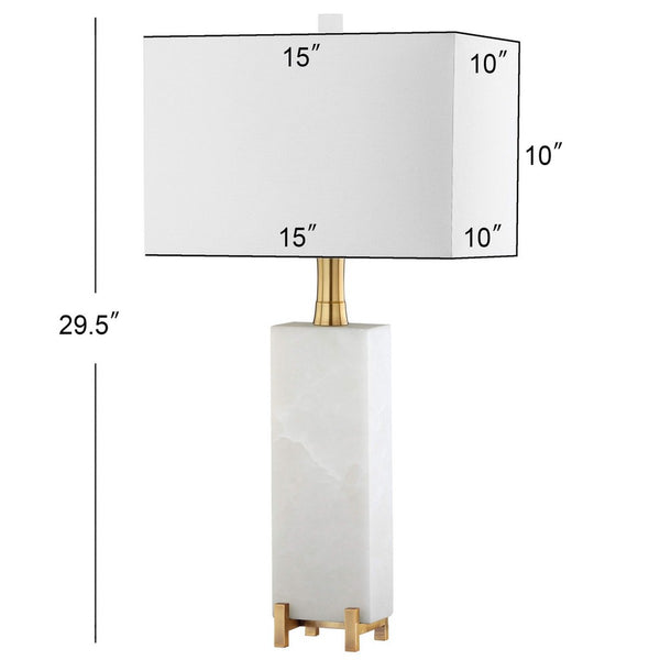 Sloane Alabaster Table Lamp – Elegant Art Deco Design with Brass Gold Accents & Off-White Shade