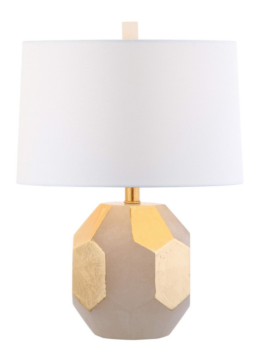 Romy Alabaster Table Lamp - Contemporary Luxury with Gold Leaf Finish & Geometric Design for Home Decor