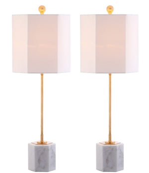 Magdalene Marble Table Lamp Set of 2 - Modern Minimalist Design with Luxurious Gold Finish & Shade