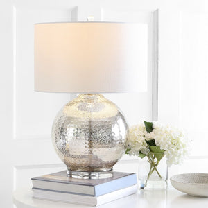 Adalius Shimmering Modern Glass Table Lamp with Luxe Silver Finish - Perfect for Chic Decor