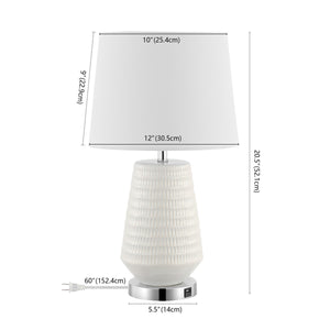 Safavieh Stark, 20.5 Inch, White, Ceramic/Iron Table Lamp W/ Usb Port​ White Ceramic TBL4087A-U