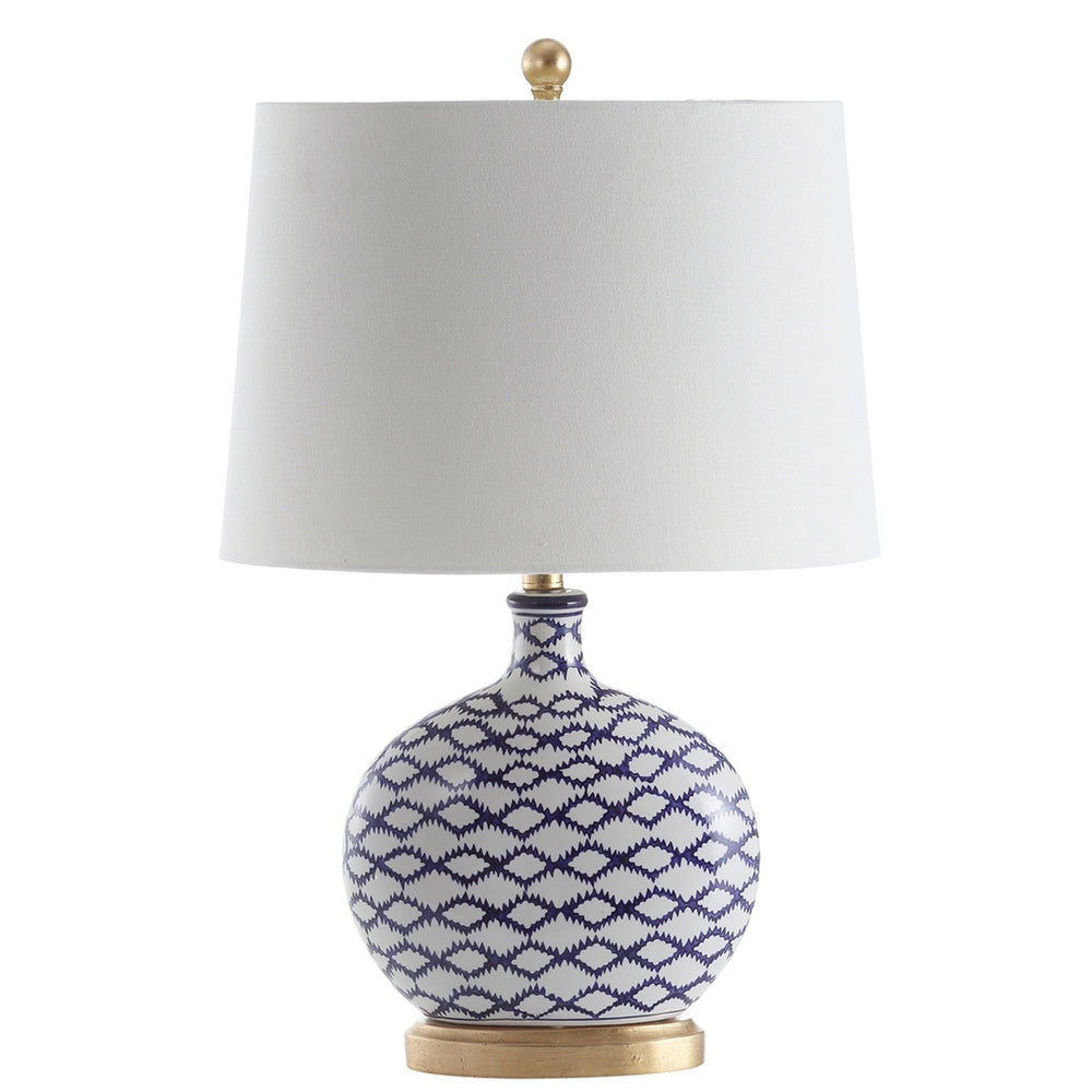 Makenna Table Lamp - Chic Blue & White Ceramic Design with Elegant Gold Accents for Modern Spaces