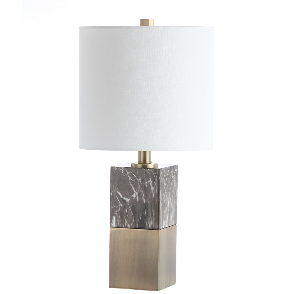 Kingsley Modern Table Lamp - Dark Brown Body with Off-White Cotton Shade for Chic Living Room Decor