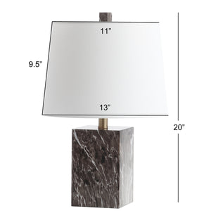 Brett Table Lamp - Contemporary Brown Marble Design with Off-White Cotton Shade for Minimalist Decor