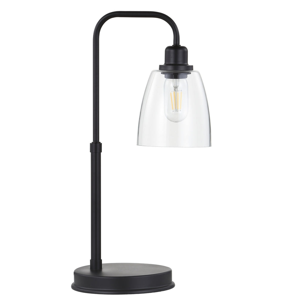 Kashton Vintage-Inspired Task Table Lamp - Black Iron Body with Clear Glass Shade, Retro Design
