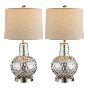 Safavieh Atlas, 23.5 Inch, Mercury, Table Lamp W/ Usb Port Mercury Glass TBL4201A-U