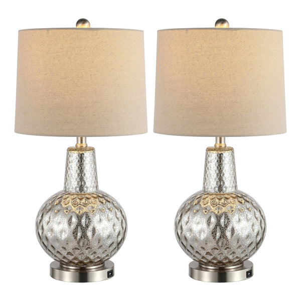 Safavieh Atlas, 23.5 Inch, Mercury, Table Lamp W/ Usb Port Mercury Glass TBL4201A-U