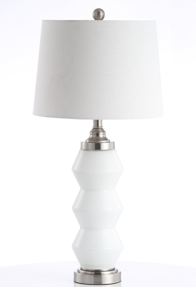 Jayce Table Lamp - Modern Sculpted Design with Chic Nickel Finish and Soft Cotton Shade for Luxury Decor