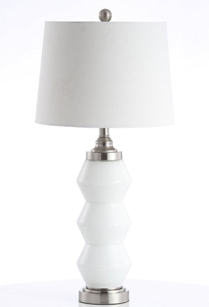 Jayce Table Lamp - Modern Sculpted Design with Chic Nickel Finish and Soft Cotton Shade for Luxury Decor
