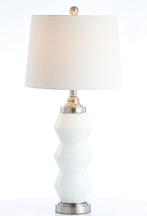 Jayce Table Lamp - Modern Sculpted Design with Chic Nickel Finish and Soft Cotton Shade for Luxury Decor