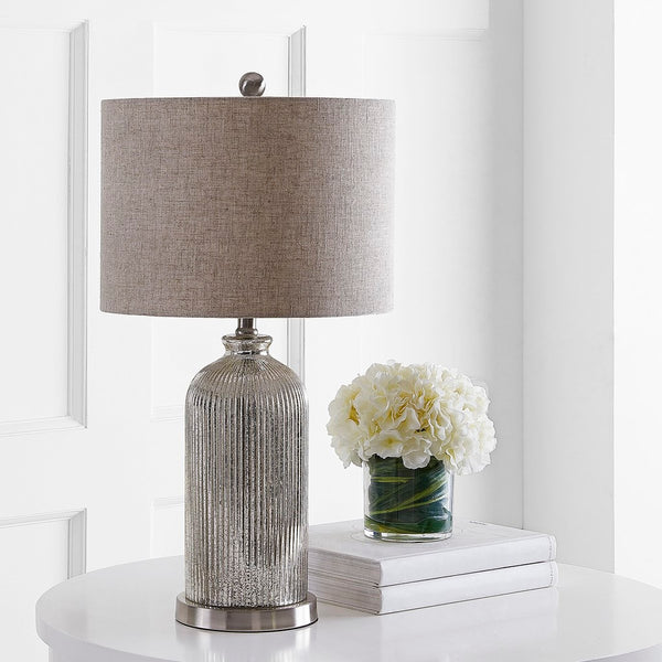 Ashson Contemporary Table Lamp Set of 2 - Mercury Glass with Beige Shades for Elegant Living Spaces