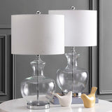 Bilsor Contemporary Table Lamp Set of 2 – Clear Glass & Chrome Finish, Elegant Minimalist Design