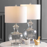 Bilsor Contemporary Table Lamp Set of 2 – Clear Glass & Chrome Finish, Elegant Minimalist Design