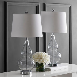 Frena Contemporary Table Lamp Set of 2 - Bold Glass Design with Elegant White Shade for Home Decor