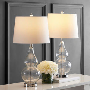 Frena Contemporary Table Lamp Set of 2 - Bold Glass Design with Elegant White Shade for Home Decor