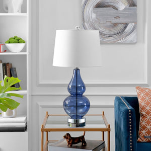 Frena Contemporary Table Lamp Set of 2 - Bold Glass Design with Elegant White Shade for Home Decor