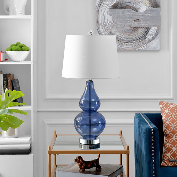 Frena Contemporary Table Lamp Set of 2 - Bold Glass Design with Elegant White Shade for Home Decor