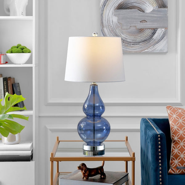 Frena Contemporary Table Lamp Set of 2 - Bold Glass Design with Elegant White Shade for Home Decor