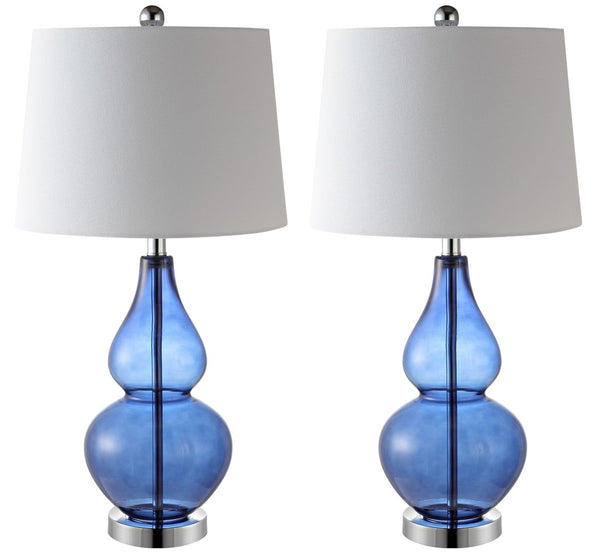 Frena Contemporary Table Lamp Set of 2 - Bold Glass Design with Elegant White Shade for Home Decor