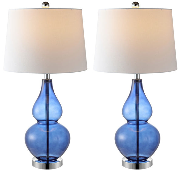 Frena Contemporary Table Lamp Set of 2 - Bold Glass Design with Elegant White Shade for Home Decor