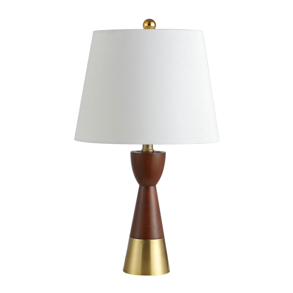 Renni Table Lamp Set of 2 - Elegant Geometric Design in Brown and Brass Gold with White Shade