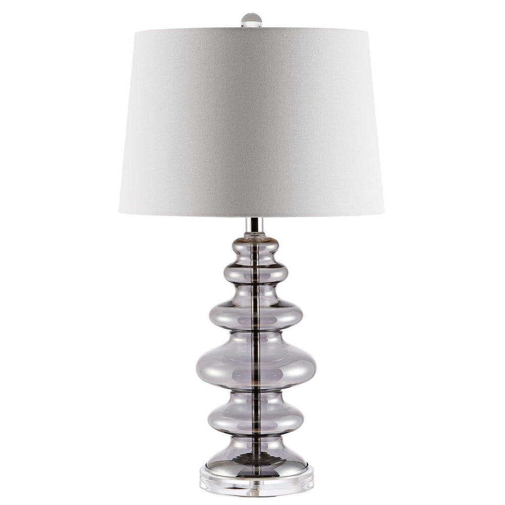 Orien Table Lamp - Glamorous Silver Undulating Design with Off-White Shade for Elegant Décor