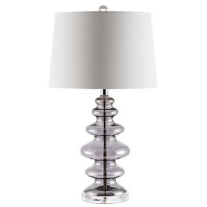 Orien Table Lamp - Glamorous Silver Undulating Design with Off-White Shade for Elegant Décor
