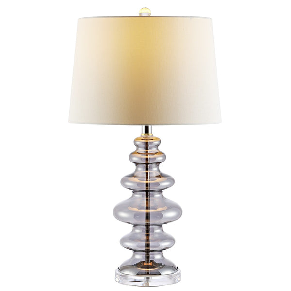Orien Table Lamp - Glamorous Silver Undulating Design with Off-White Shade for Elegant Décor