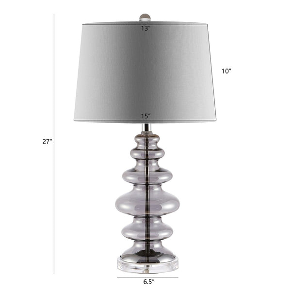 Orien Table Lamp - Glamorous Silver Undulating Design with Off-White Shade for Elegant Décor