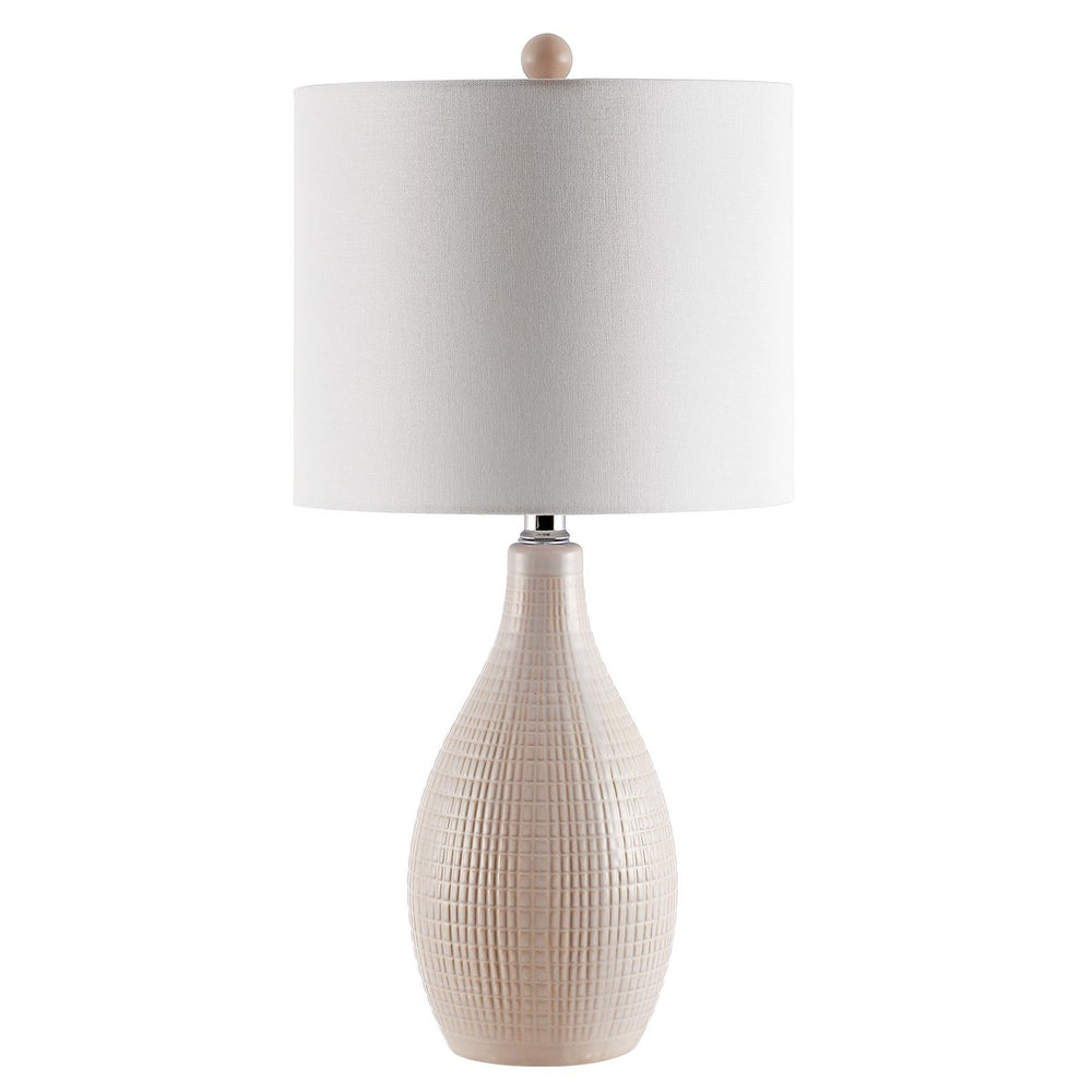 Gremla Table Lamp - Elegant Cream Ceramic Design with Off-White Cotton Shade for Modern Décor