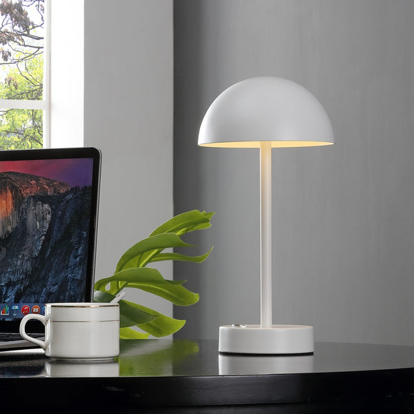 Safavieh Helene, 12 Inch, White, Iron, Rechargeable Led Table Lamp​ White Metal TBL4317A