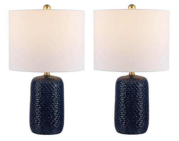 Safavieh Huxley Ceramic Table Lamp in Navy Blue - Set of 2 TBL4354A-SET2
