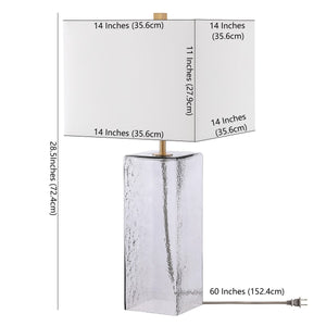 Memris Table Lamp - Coastal Grey Glass Design with Crisp White Shade for Serene Home Ambiance