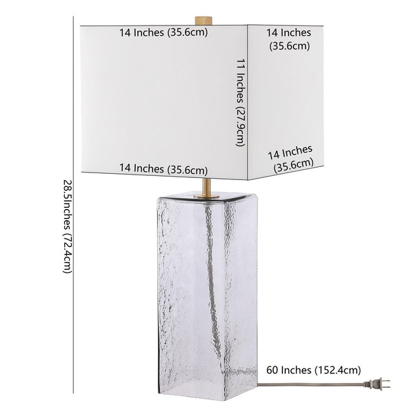 Memris Table Lamp - Coastal Grey Glass Design with Crisp White Shade for Serene Home Ambiance