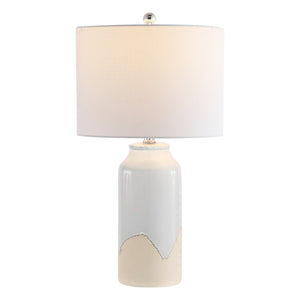 Bevlen Table Lamp - Contemporary Glossy White & Matte Clay Design for Elegant Home Décor Accent