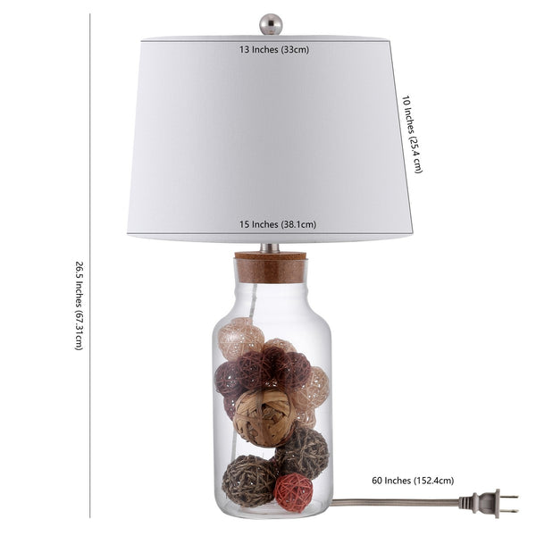 Hensen Table Lamp - Coastal-Chic Design with Clear Glass Body & Woven Rattan Balls for Warmth