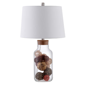Hensen Table Lamp - Coastal-Chic Design with Clear Glass Body & Woven Rattan Balls for Warmth