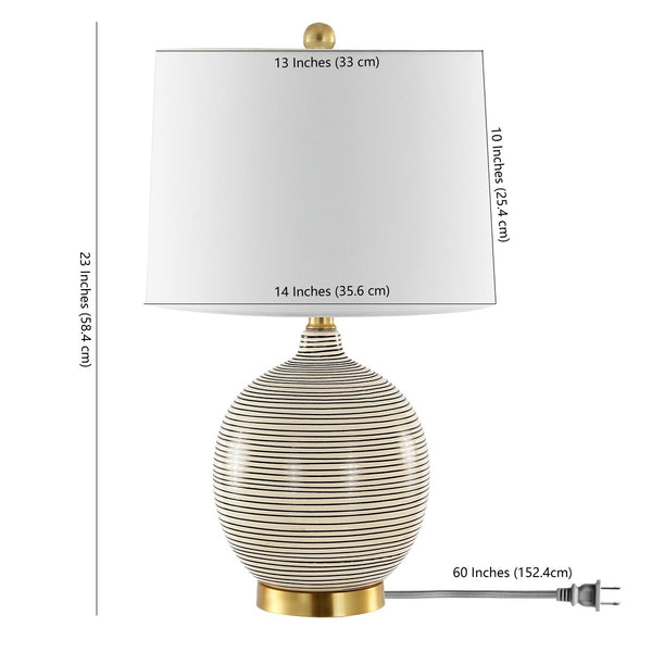 Kremp Table Lamp - Striated Grey Ceramic Design with USB Port & Elegant White Shade for Modern Décor