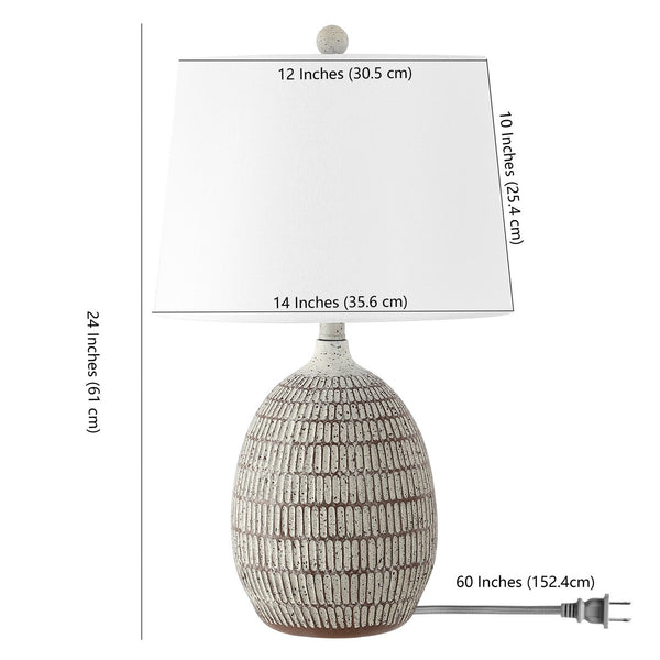 Dewlen Table Lamp - Timeless Boho Gourd Design in Brown and White Resin with Elegant Accent Details