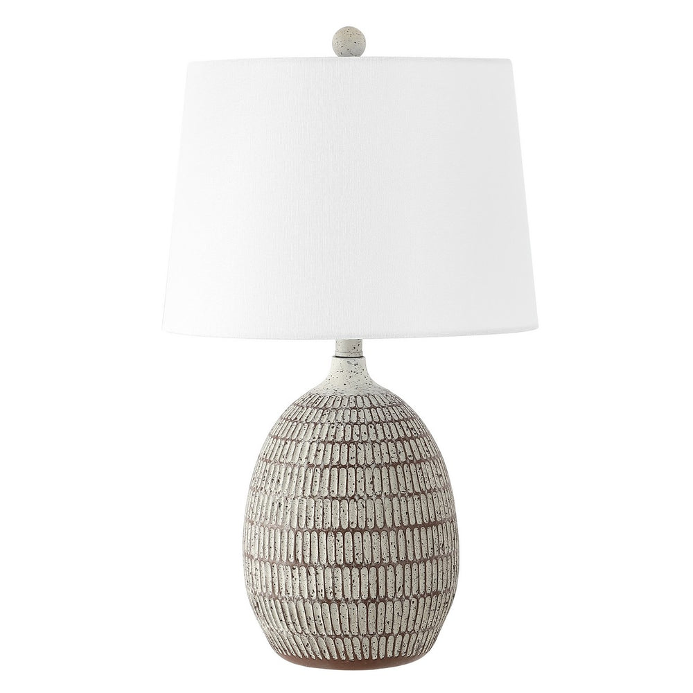 Dewlen Table Lamp - Timeless Boho Gourd Design in Brown and White Resin with Elegant Accent Details