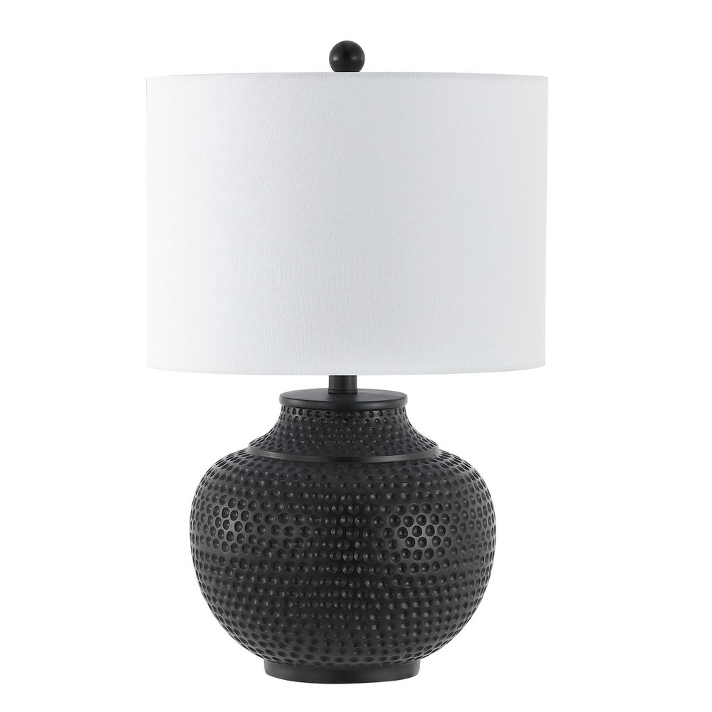 Hemper Table Lamp - Elegant Matte Black Resin Design with White Cotton Shade for Artistic Interiors