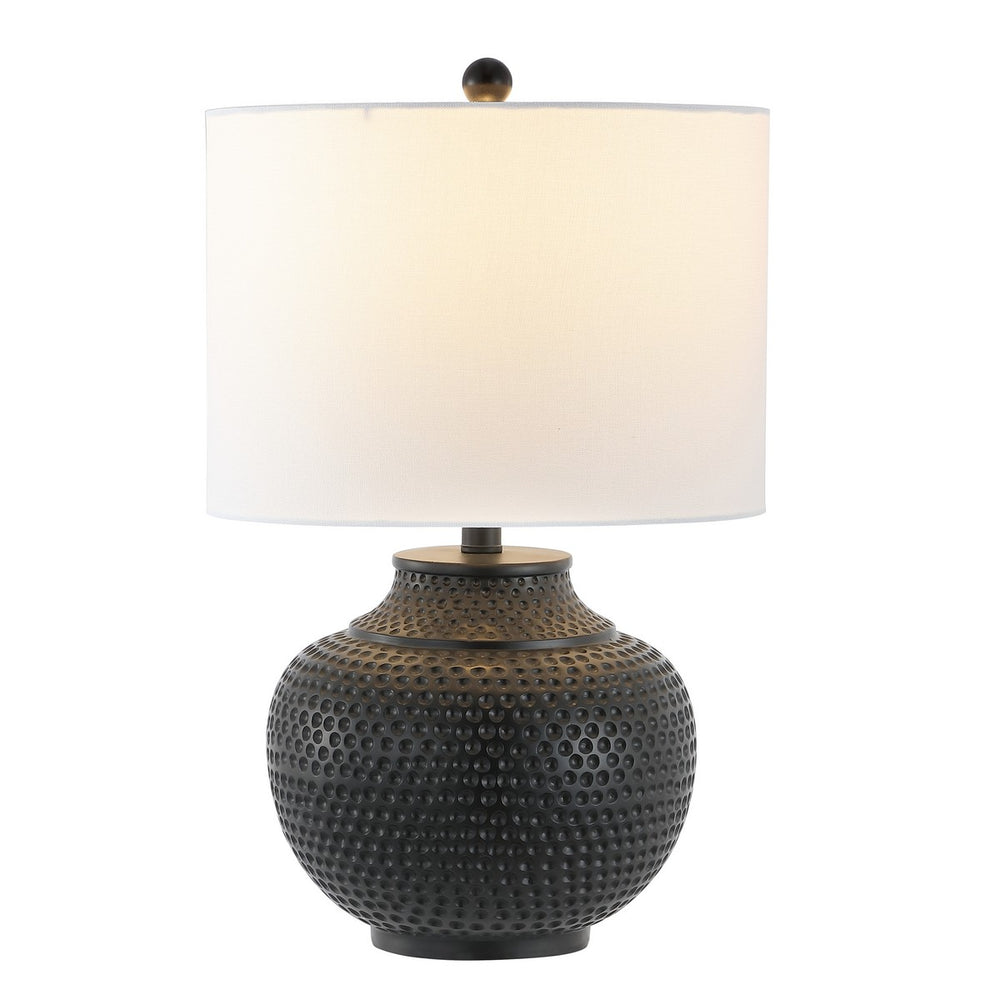 Hemper Table Lamp - Elegant Matte Black Resin Design with White Cotton Shade for Artistic Interiors