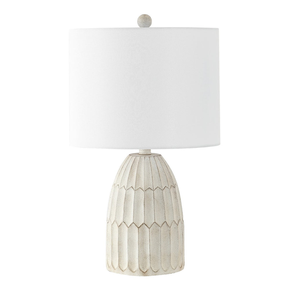 Ronken Table Lamp - Vintage-Inspired White Resin Design with Textured Hexagons for Elegant Décor