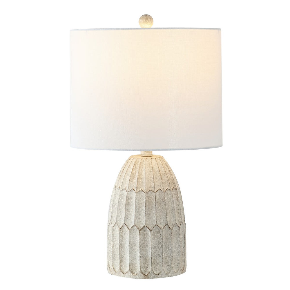 Ronken Table Lamp - Vintage-Inspired White Resin Design with Textured Hexagons for Elegant Décor