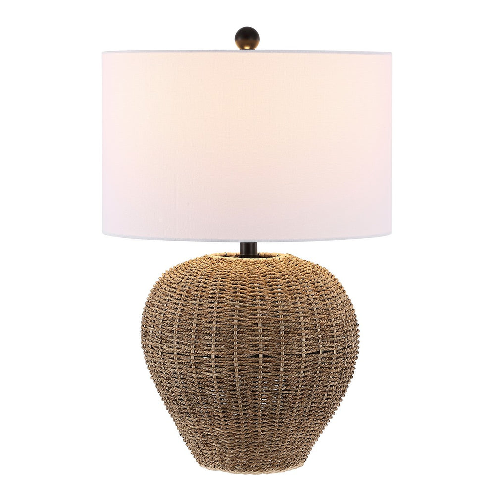 Firth Table Lamp - Stylish Rattan Design with White Drum Shade for Tropical Home Decor Vibes