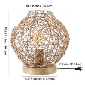 Caldera Table Lamp - Elegant Boho-Chic Rattan Design with Intriguing Light Play and Metal Base