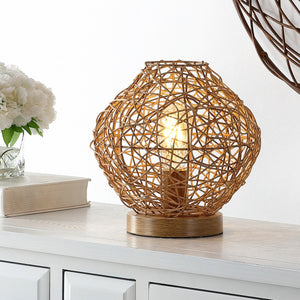 Caldera Table Lamp - Elegant Boho-Chic Rattan Design with Intriguing Light Play and Metal Base
