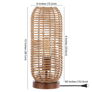 Eveline Table Lamp - Coastal-Chic Rattan Design with Antique Brown Base for Stylish Tropical Vibes